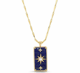 Starman Pendant Necklace - Lapis/Mother of Pearl
