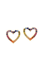 Rainbow Heart Gold Earrings