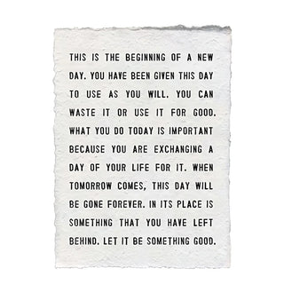 Handmade Paper Print - This is the Beginning - 12"x16