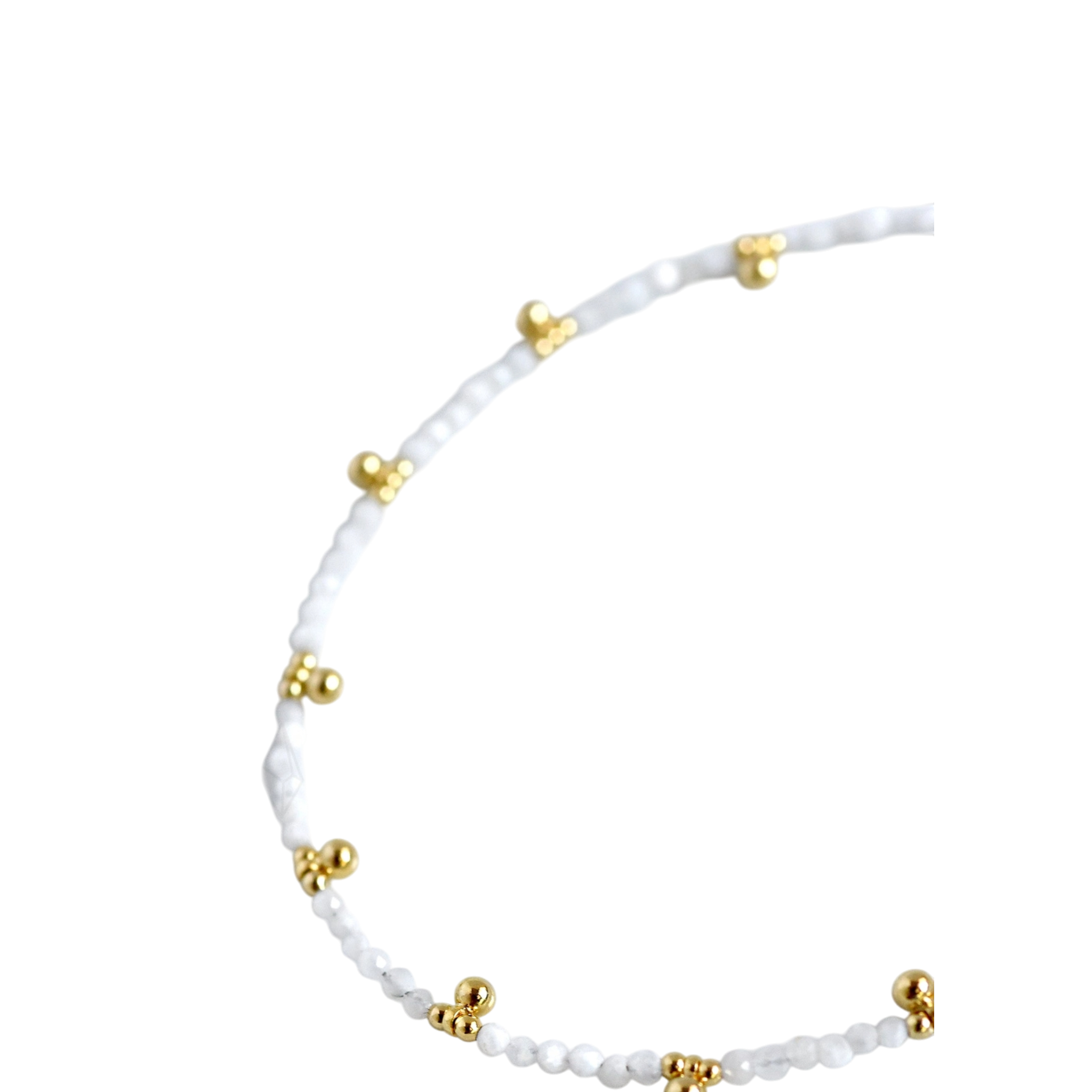 Beaded Dangling Gemstone Anklet - Moonstone