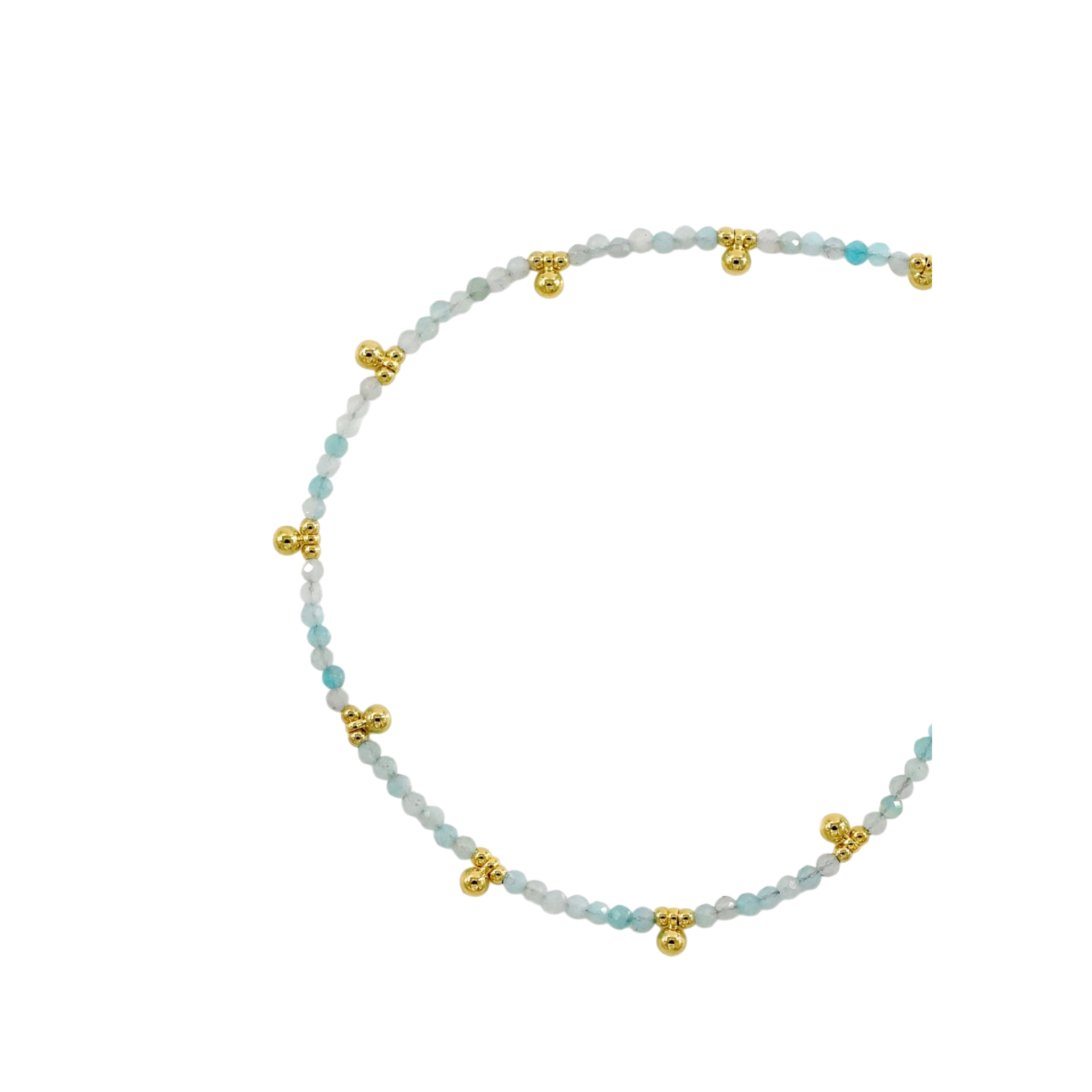 Beaded Dangling Gemstone Anklet - Amazonite