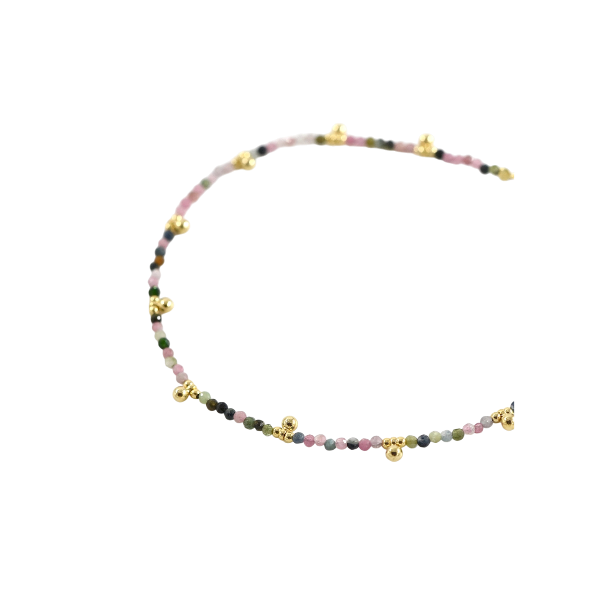 Beaded Dangling Gemstone Anklet - Tourmaline
