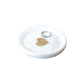 White Marble Heart Dish 4"