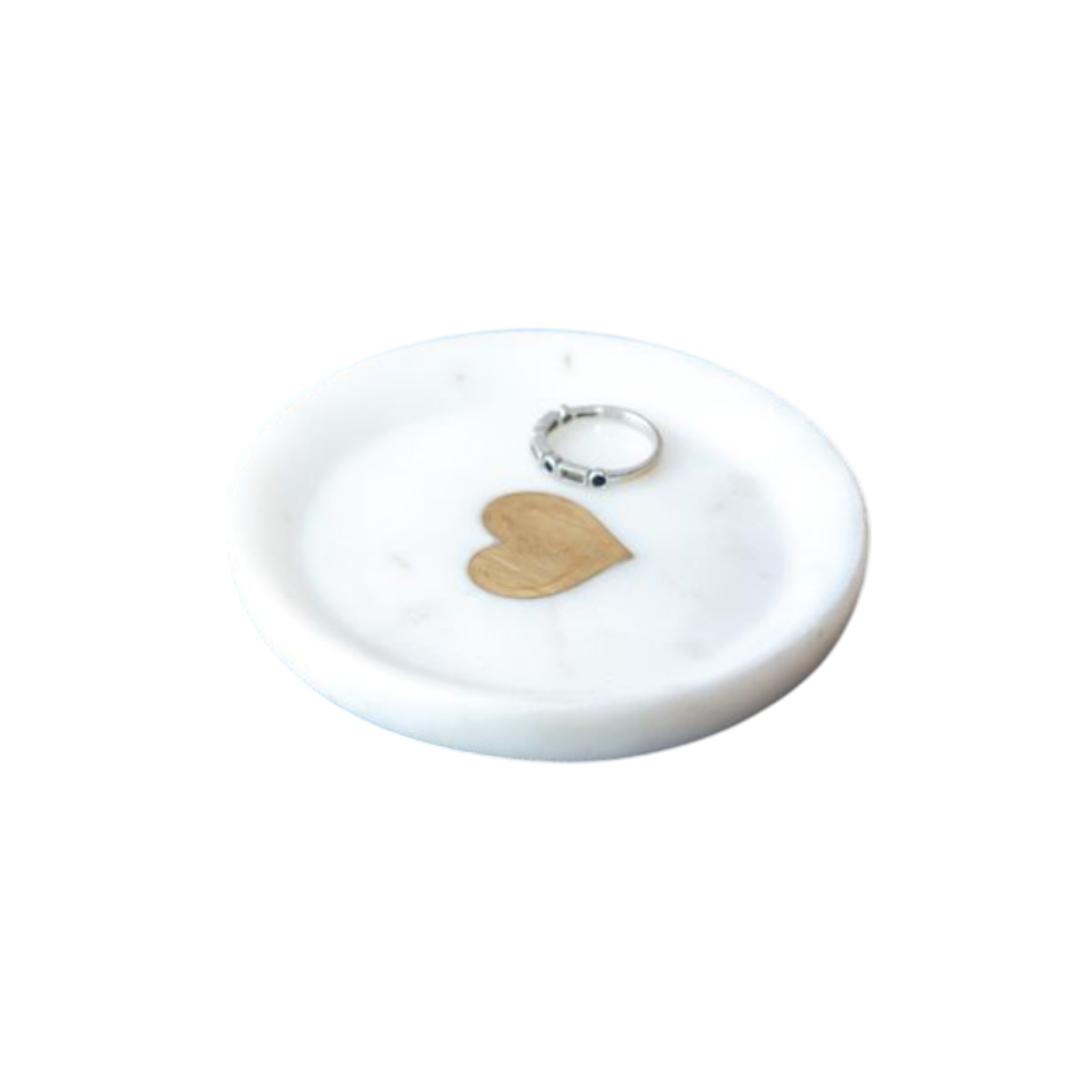 White Marble Heart Dish 4"