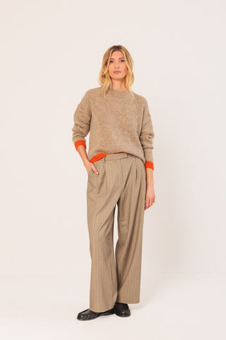 BiColor Knitted Sweater, Beige