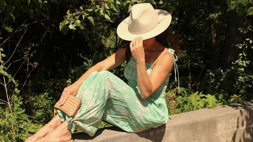 Smocked Border Print Jumpsuit, Sage