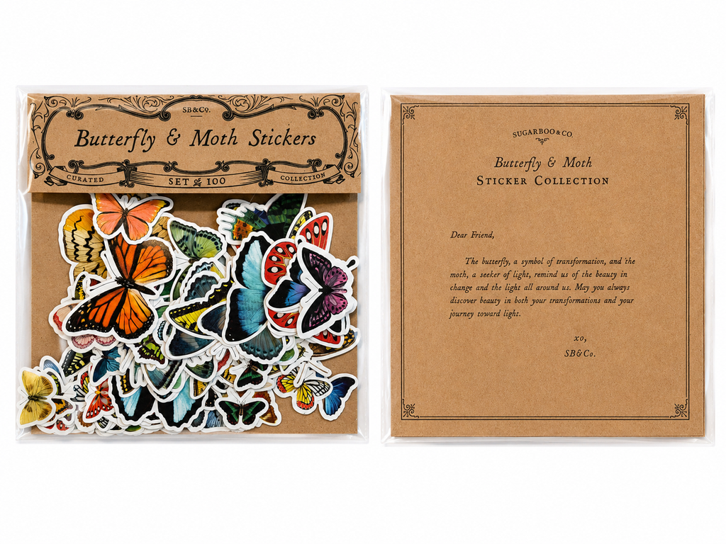 Butterfly and Moth Stickers - Assorted Set of 100