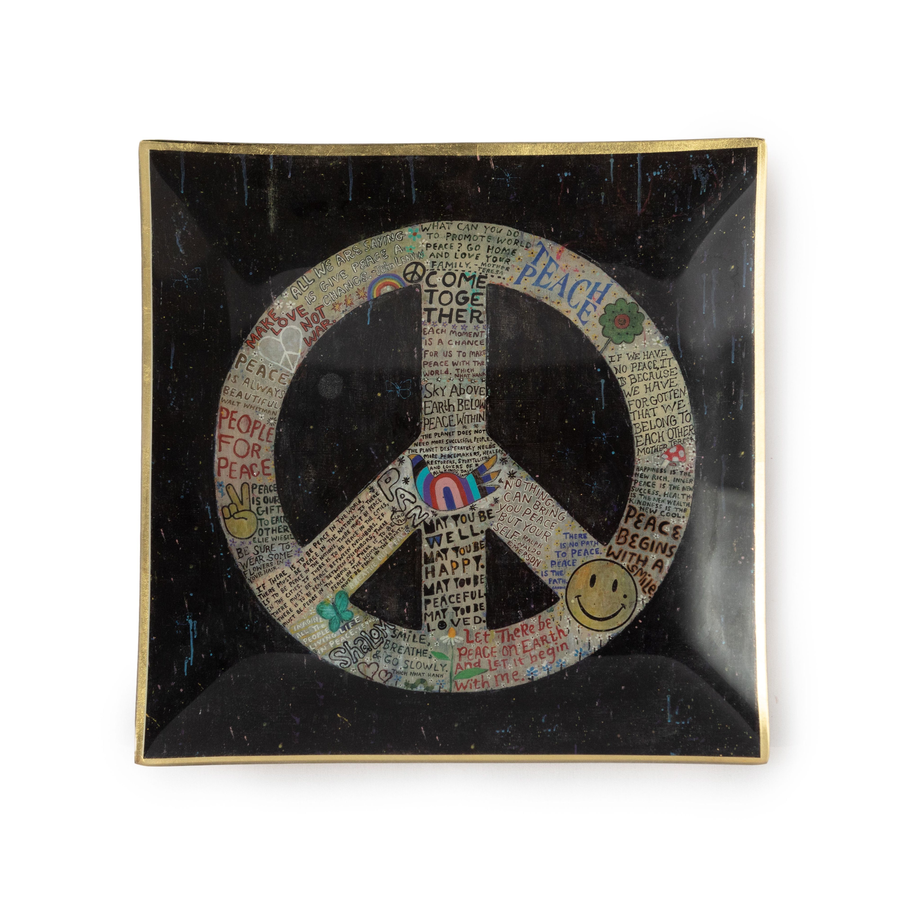 ***Choose Peace Large Square Decoupage Plate