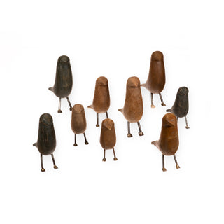Standing Hand Carved Wooden Birds