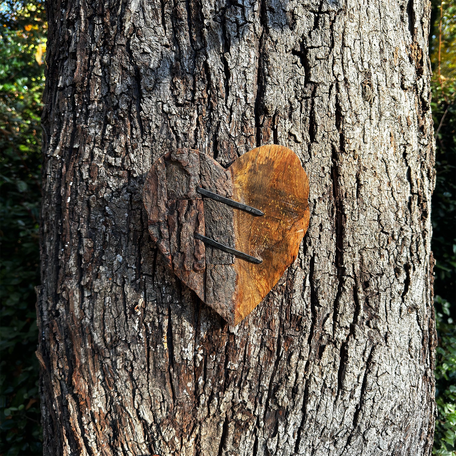 Rustic Carved Heart with Nails 8"x8"