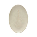 Oval Debossed Stoneware Platter w/ Tree Design, White