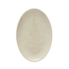 Oval Debossed Stoneware Platter w/ Tree Design, White