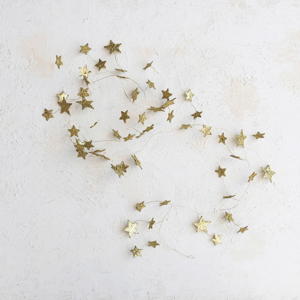 Glitter Paper Star Garland, Gold