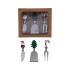 Cheese Knives with Glass Holiday Icon Handle, S/3