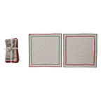 Woven Napkins with Stitched Edge & Ric Rac Trim - Set of 4
