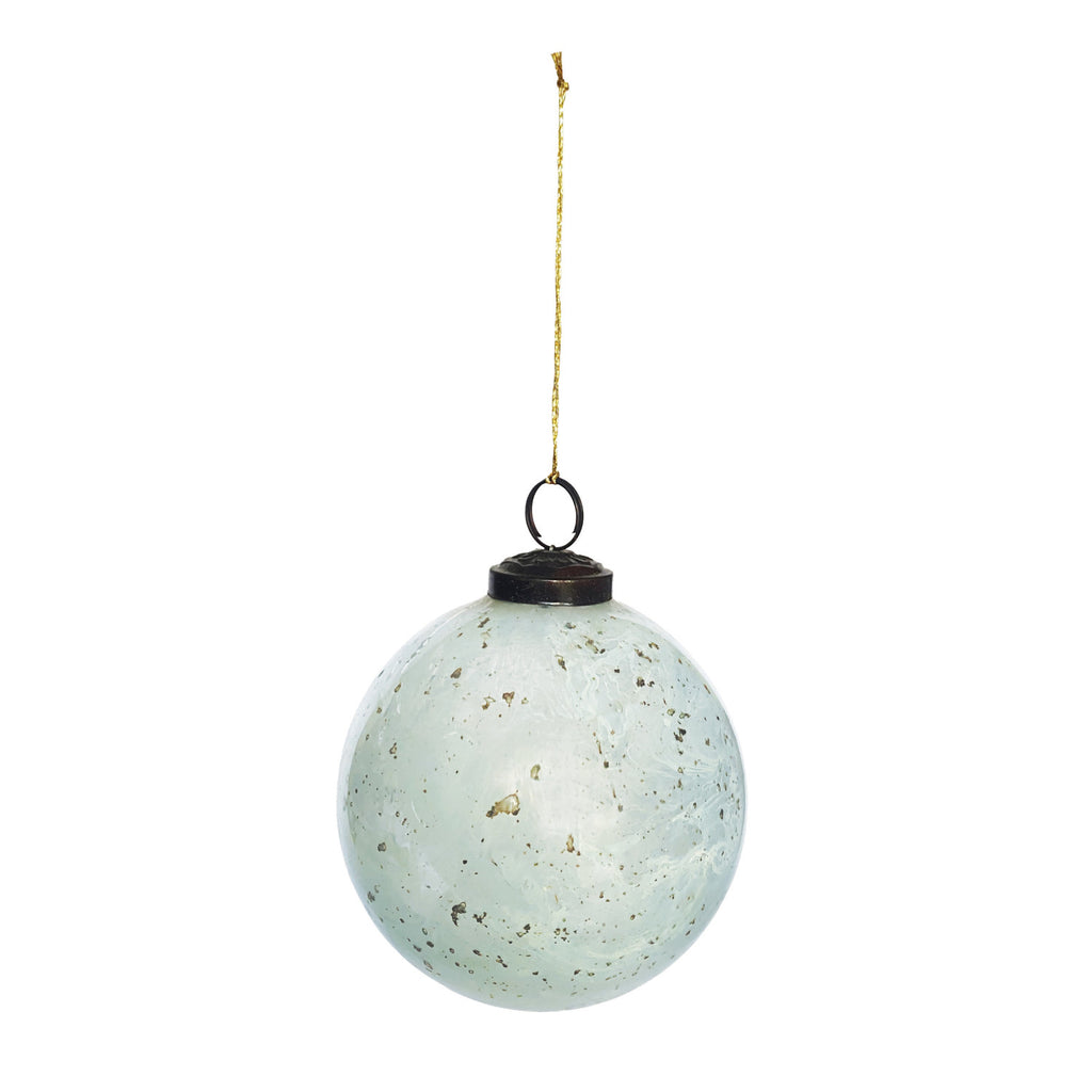 Seeded Glass Ball Ornament - Milky White