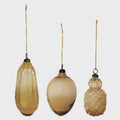 Hand-Blown Glass Ornament, Amber Color - 3 Styles