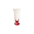 Blown Fluted Drinking Glass with Ball Stem - Pink