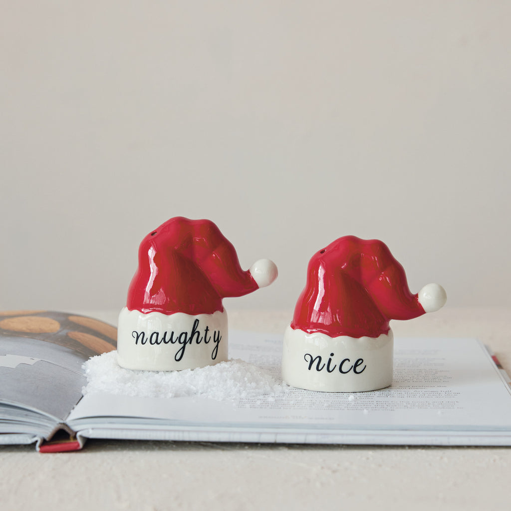 Stoneware Santa Hat Salt & Pepper Shakers