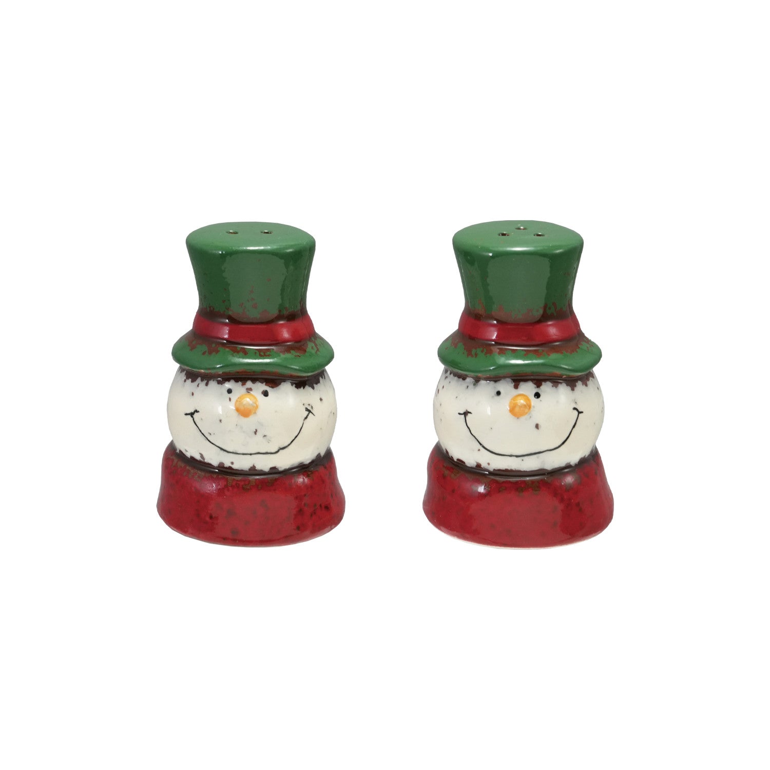 Hand-Painted Ceramic Snowmen Salt & Pepper Shakers
