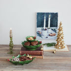 Hand-Painted Holly Leaves Shaped Bowl with Berries