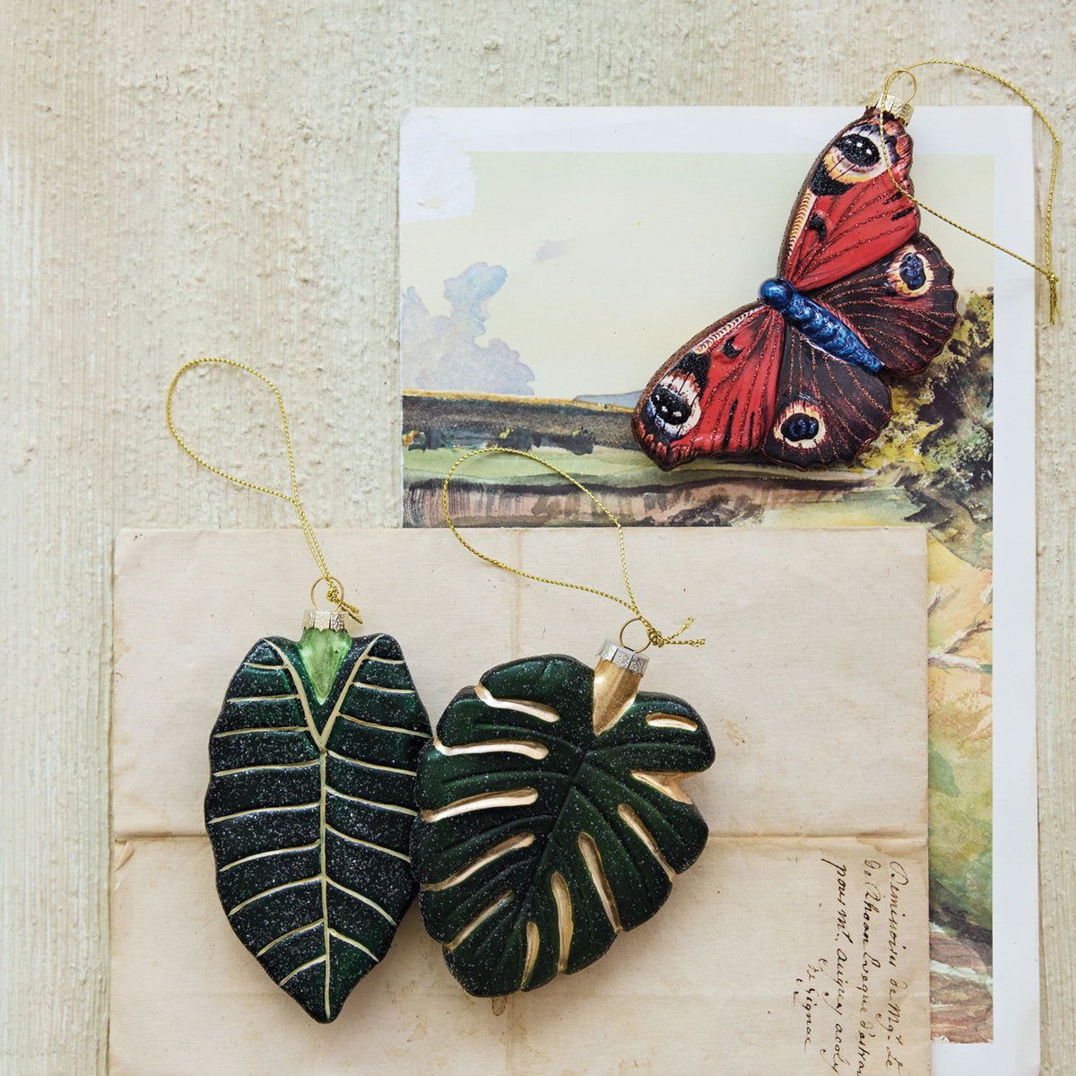 Hand-Painted Mercury Glass Butterfly Ornament