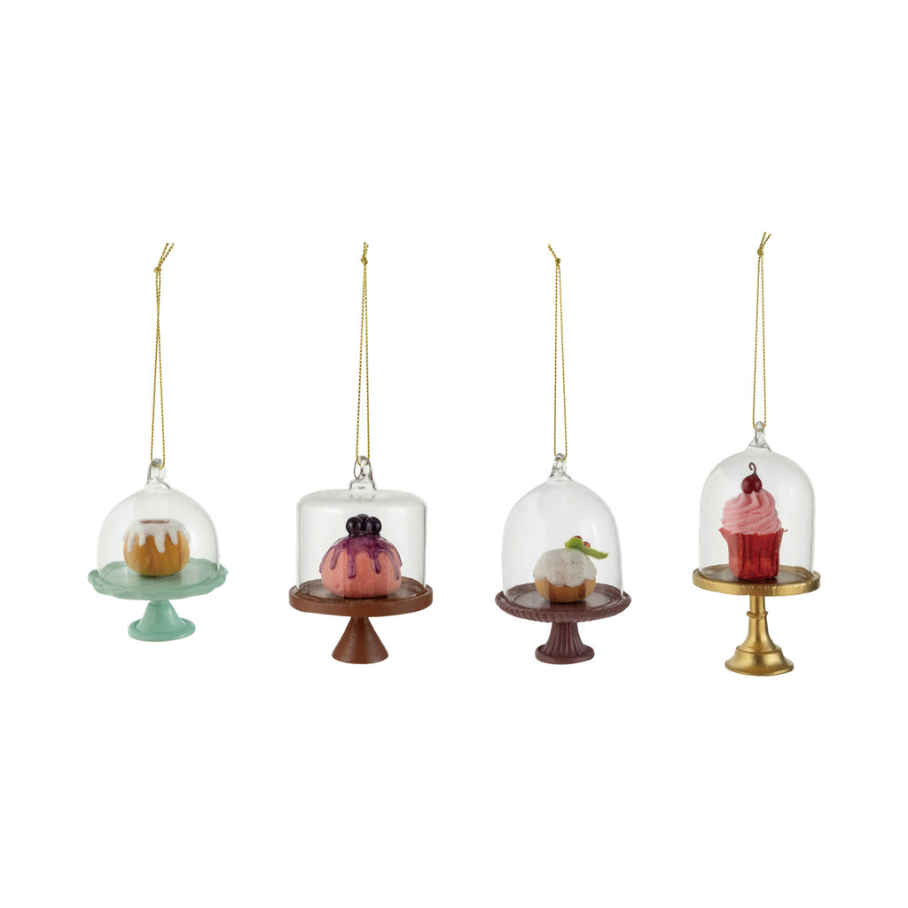 Cake on Pedestal with Glass Cloche Ornament
