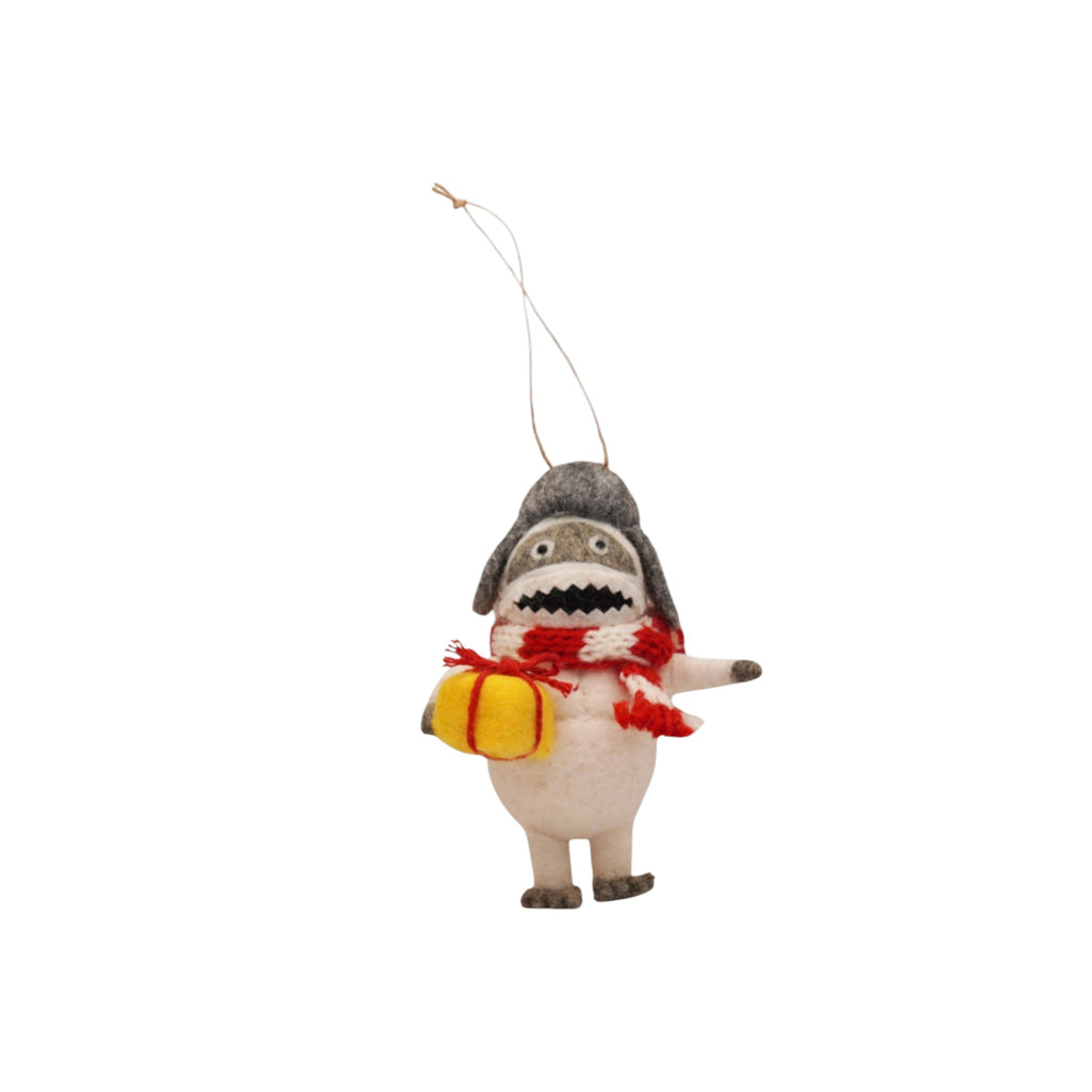 ***Felt Yeti With yellow present & Grey trapper hat