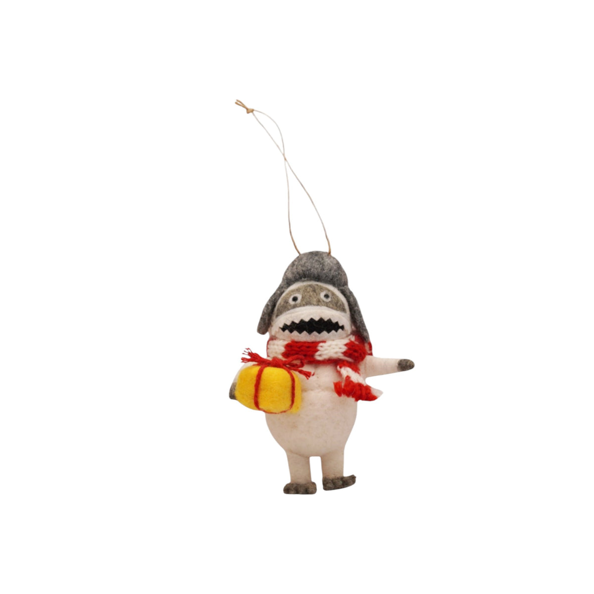***Felt Yeti With yellow present & Grey trapper hat