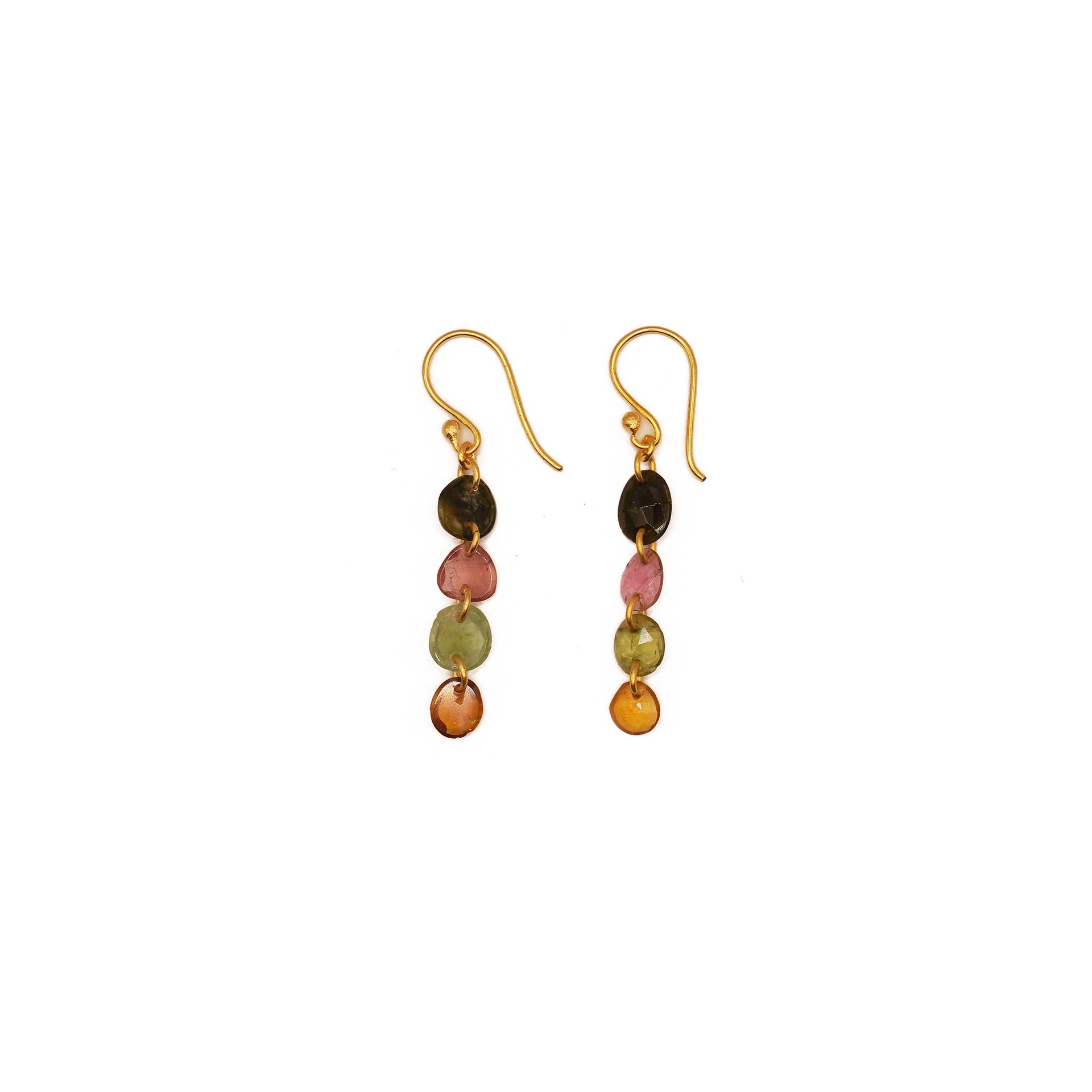 Earrings with Watermelon Tourmaline Discs may vary
