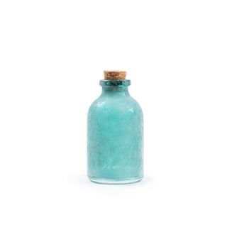 one frosted green mini bottle with cork lid