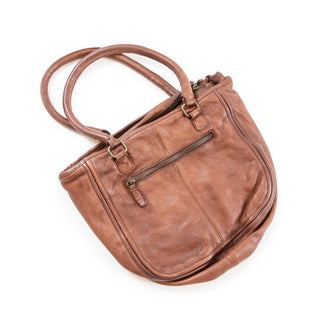 chocolate brown leather handbag (back)