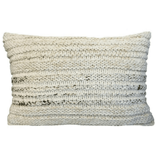rectangle gold and beige knit pillow