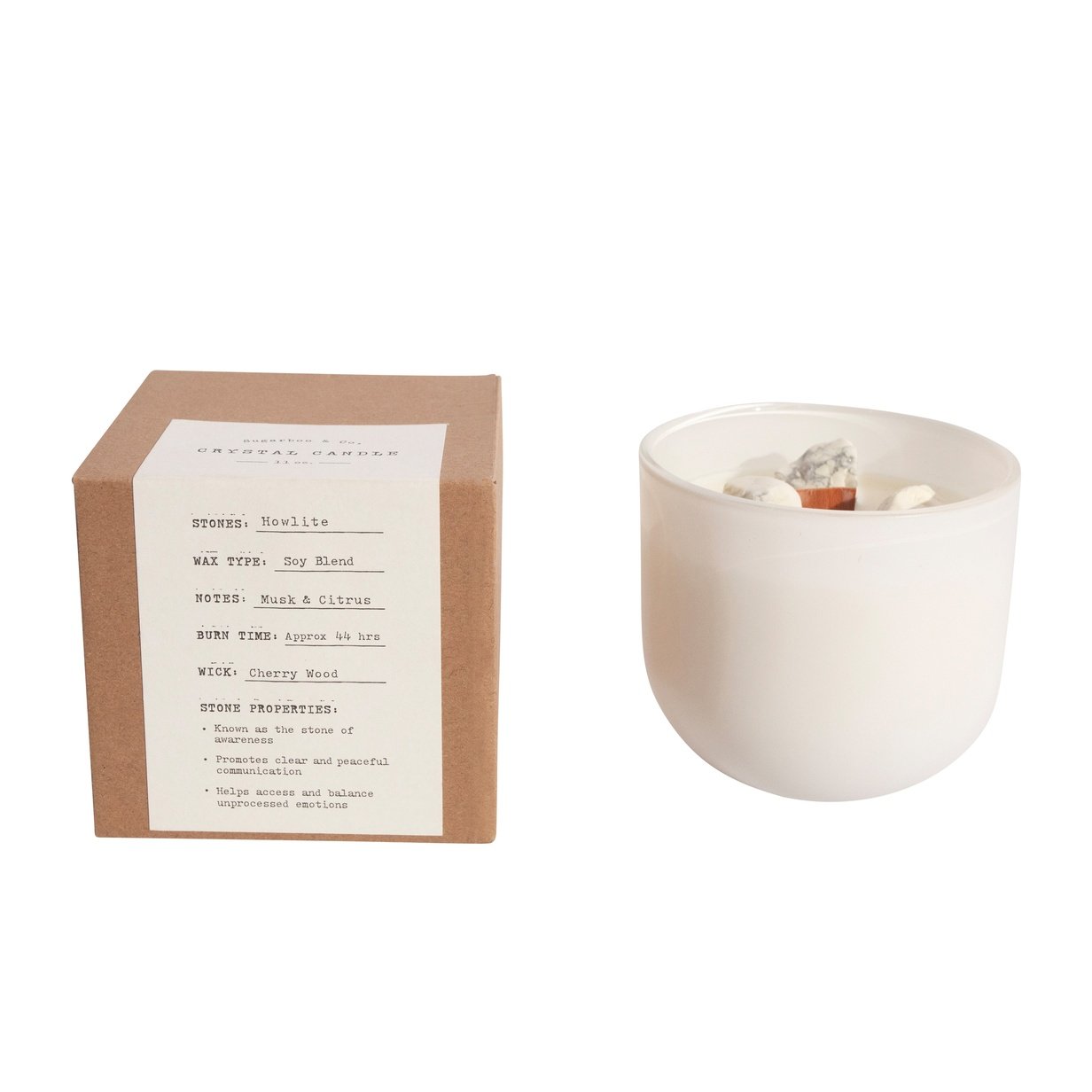 ***Howlite Crystal Candle - 11oz