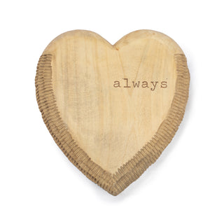  Rustic "Always" Hand Carved Wood Heart