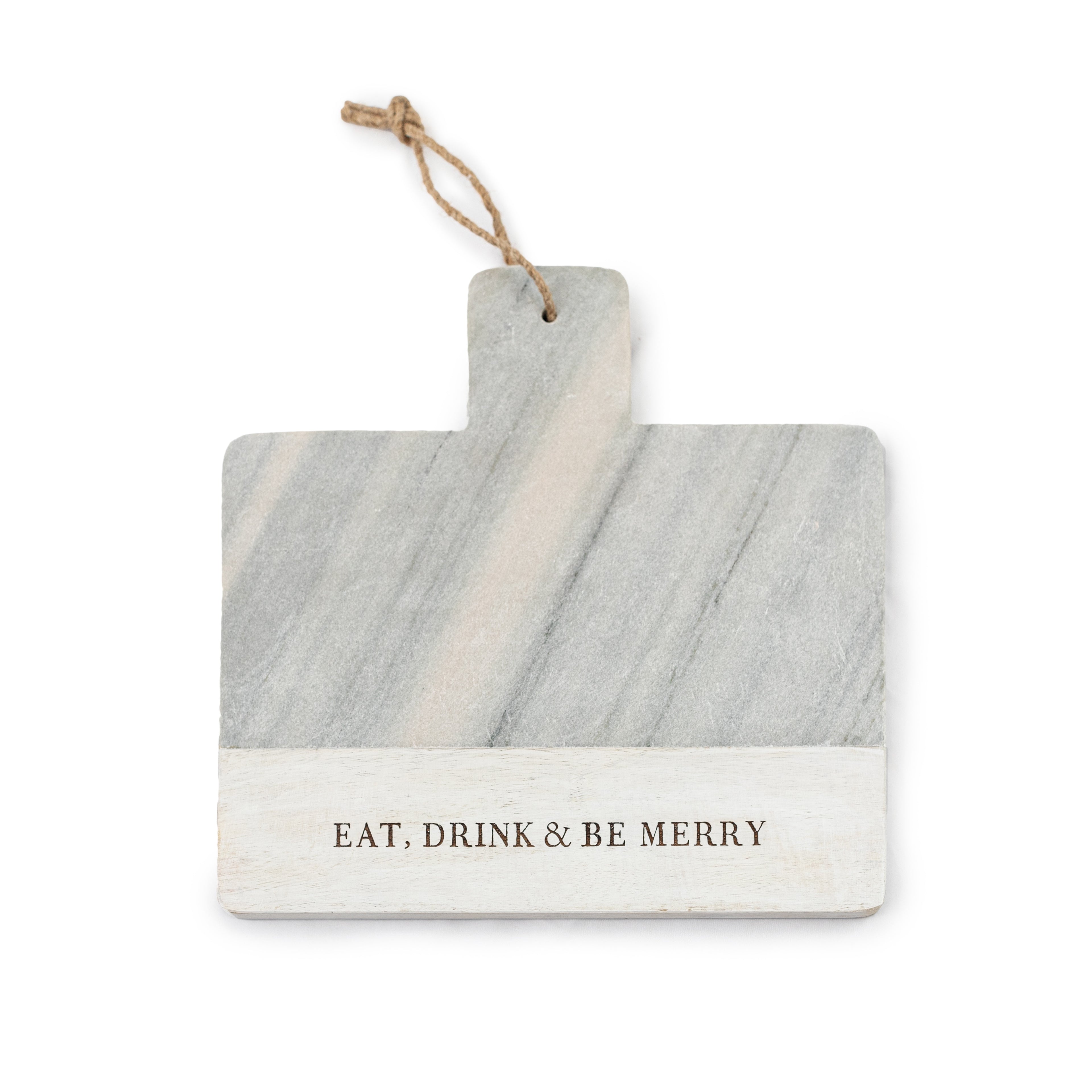 ***Eat, Drink & Be Merry Marble and Wood Cutting/Serving Board 12" x 12" x 0.6"
