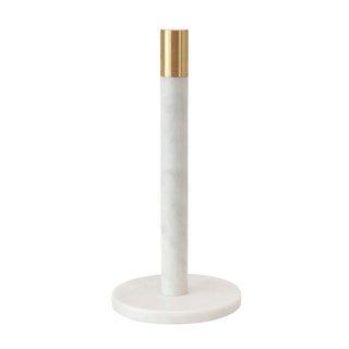  Marble Towel Holder with Brass Top, White