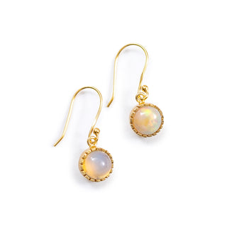 Round Opal Gold Earrings