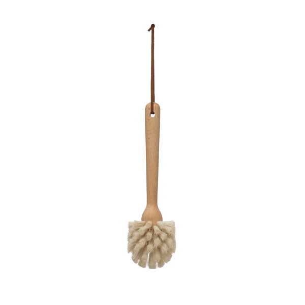 Dish Brush, Strong, Curved Handle , Beech Wood