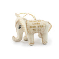 ***Peace On Earth Good Will to All Felt Elephant Ornament