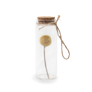 Dried Yellow Craspedia in a Bottle with Cork and Twine 1.5" x 4"