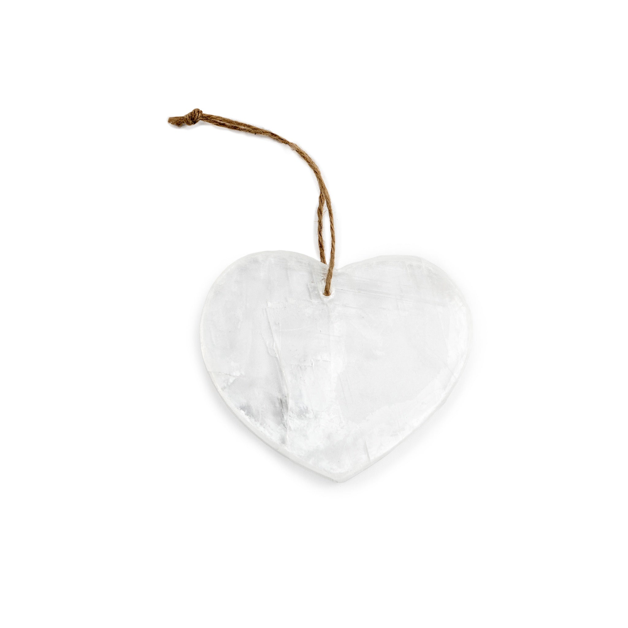 Hanging Selenite Heart on Jute