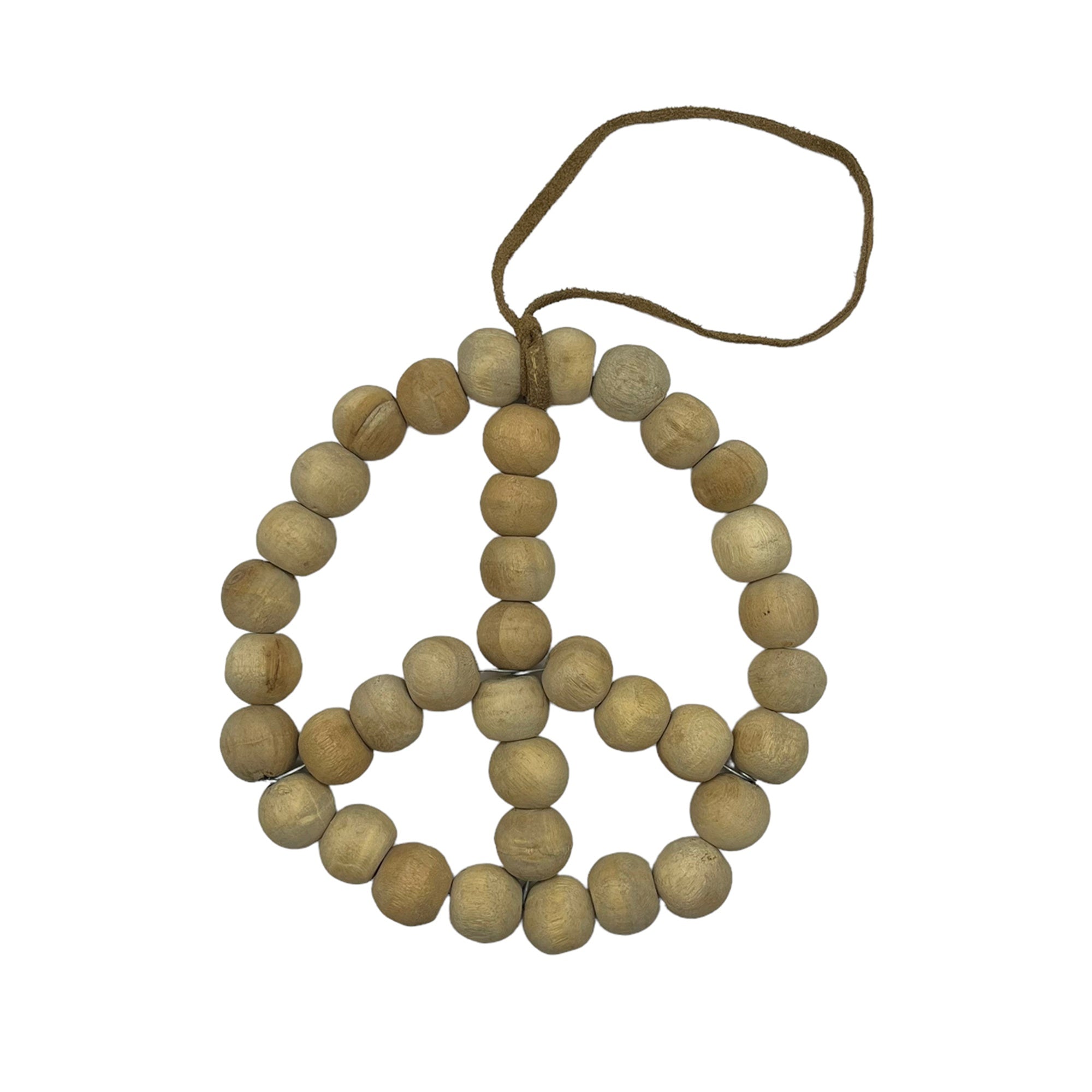 Wooden Beaded Peace Sign with Suede Hanger – Sugarboo & Co