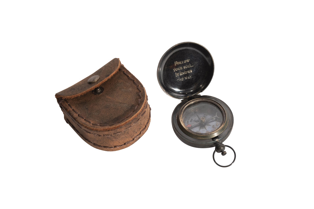 Follow Your Soul Push Button Compass with Leather Pouch – Sugarboo & Co