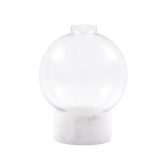 Large Round Glass Dome Vase on White Marble Base