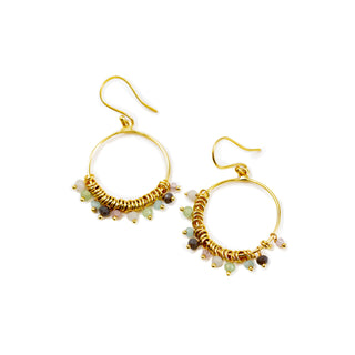 Gold Plated Earrings with Multi-color Beads
