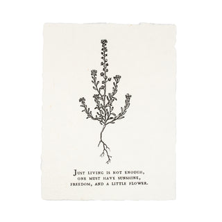 Just Living Is Not Enough Botanical Handmade Paper Print