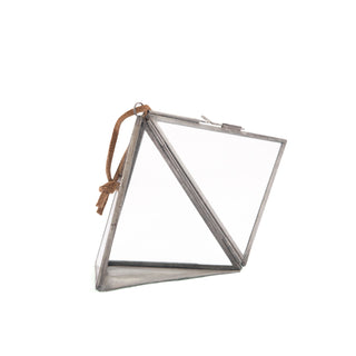 Hanging Triangle Frame with Brown Suede open