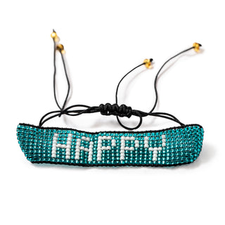  Blue "Happy" Beaded Bracelet