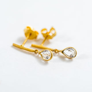  Gold Plated Sterling Silver Crystal Drop Earring
